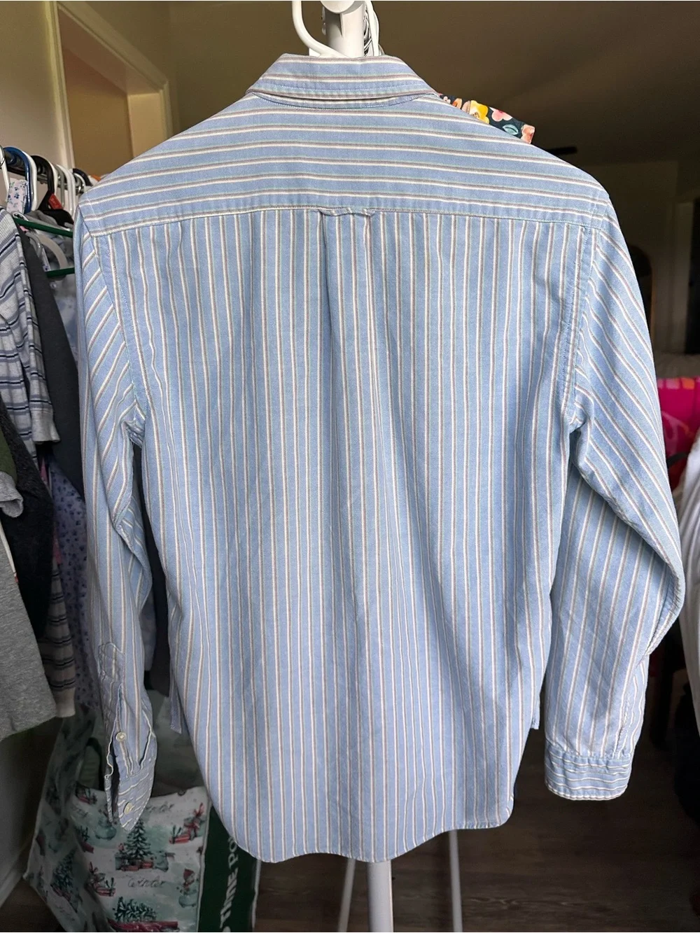 Ralph Lauren Light Blue and White Striped Button-Down Shirt